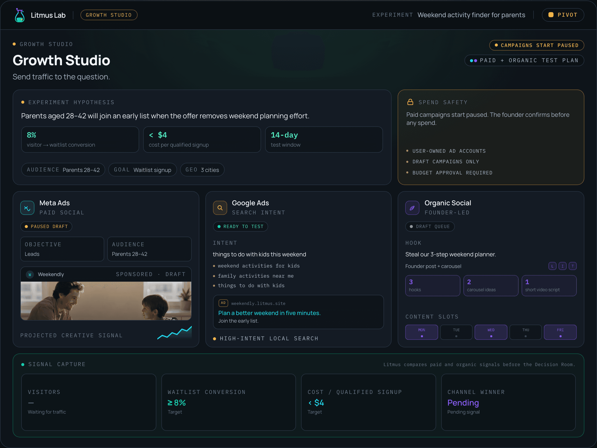 Growth Studio interface